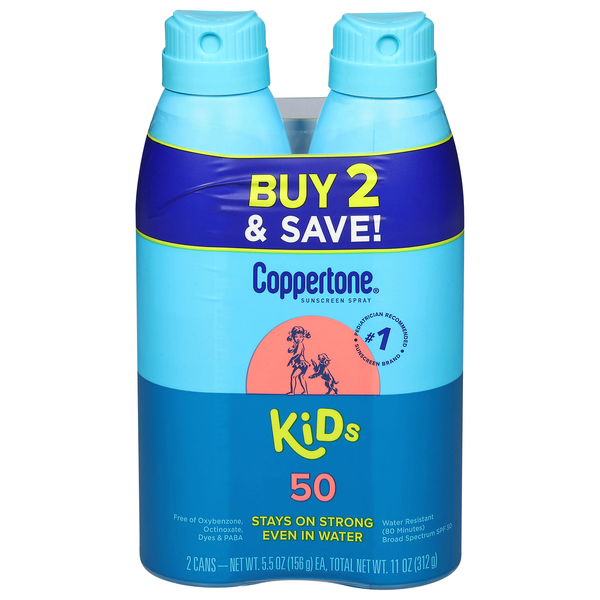 Coppertone Kids SPF 50 Sunscreen Spray - 2 ct