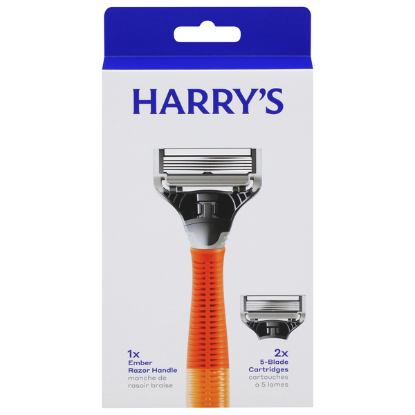Harry's Mens 5 Blade Razor & 2 Refills Orange Handle