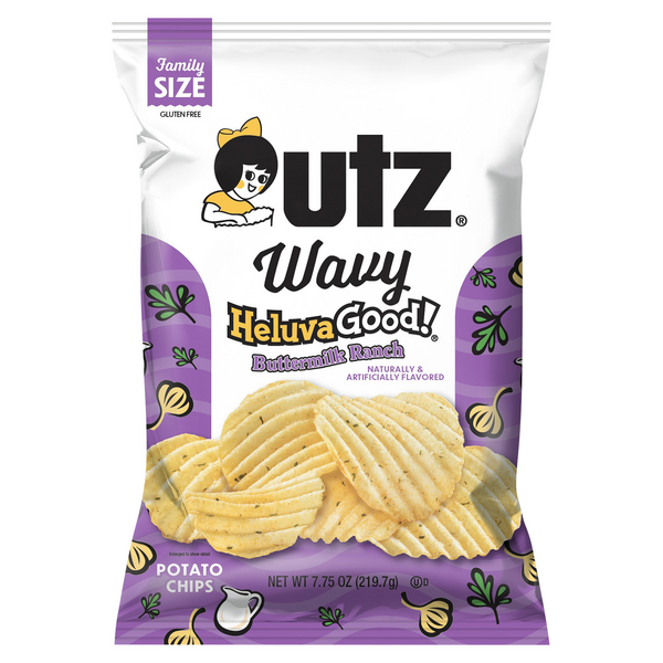 Utz Wavy Gluten Free HeluvaGood! Buttermilk Ranch Potato Chips Family Size