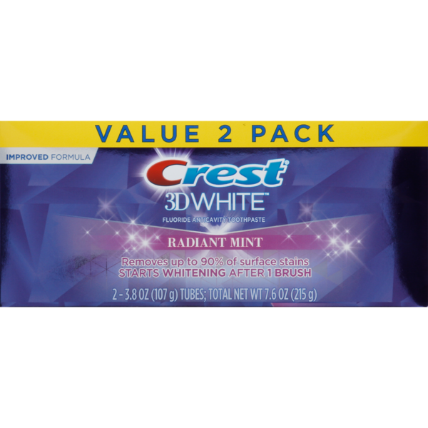 Save on Crest 3D White Fluoride Anticavity Whitening Toothpaste Radiant