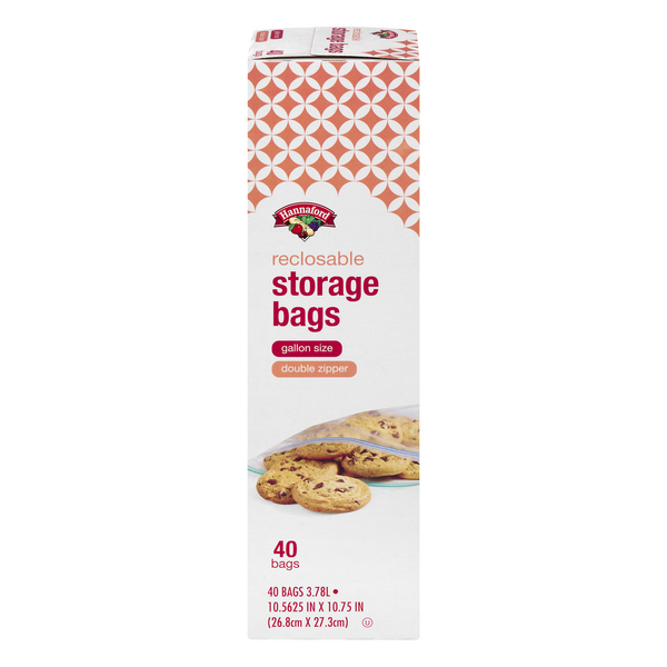 Hannaford Reclosable Storage Bags Gallonn Double Zipper