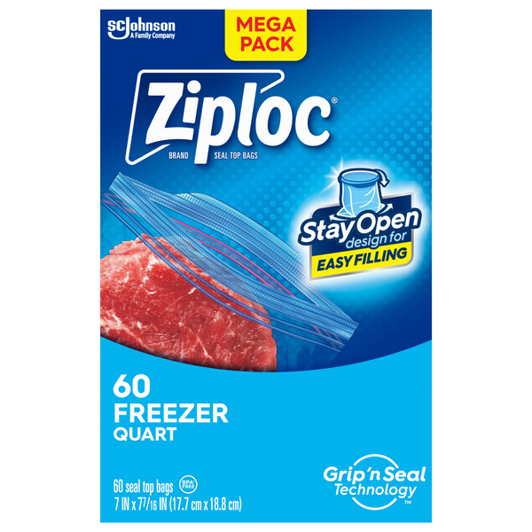 Ziploc Seal Top Quart Size Freezer Bags