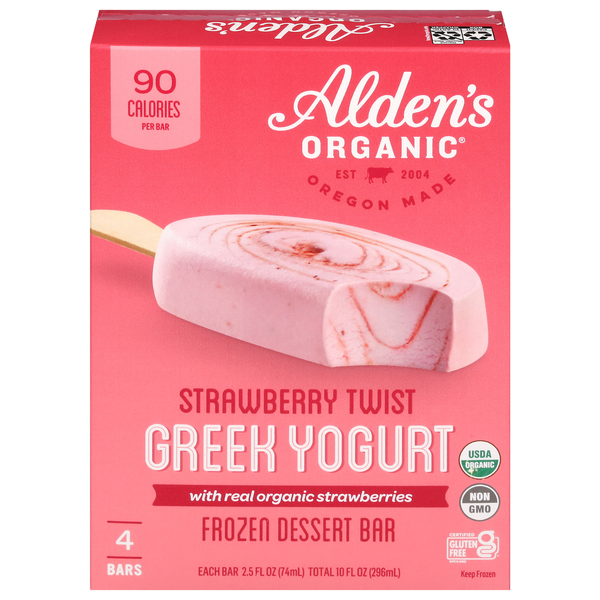 Alden's Organic Strawberry Twist Greek Yogurt Dessert Bar - 4 ct