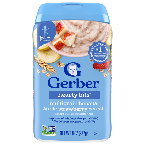 Gerber Hearty Bits Multigrain Banana Apple Strawberry Toddler Cereal