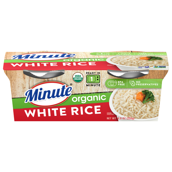 Minute 60 Second Microwave Organic White Rice Cups - 2 ct