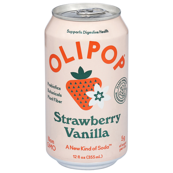 Olipop Strawberry Vanilla Prebiotic Soda