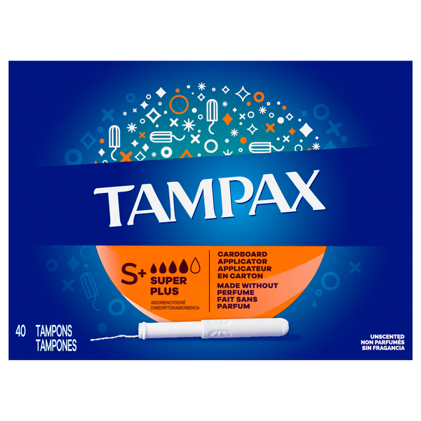 Tampax Unscented Super Plus Cardboard Applicator Tampons