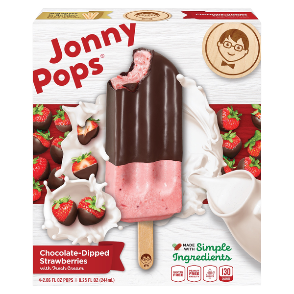 JonnyPops Gluten Free Chocolate Dipped Strawberries Ice Pops - 4 ct