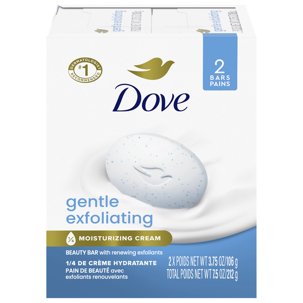Dove Gentle Exfoliating Beauty Soap Bars - 2 ct