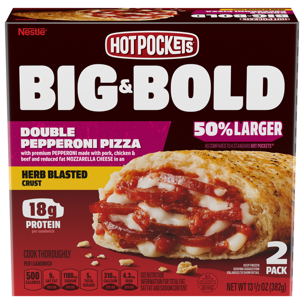 Save On Hot Pockets Big Bold Double Pepperoni Pizza 2 Ct Order