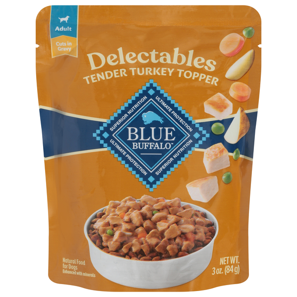 Save on BLUE Delectables Natural Tender Turkey Dog Food Topper Order