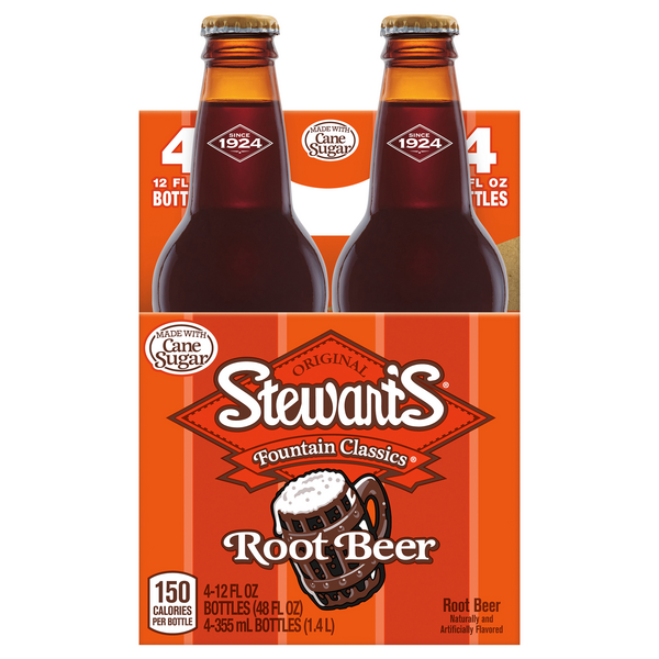 Stewart's Fountain Classics Root Beer Soda Caffeine Free - 4 pk