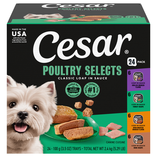 CESAR Classic Loaf in Sauce Poultry Variety Pack Adult Wet Dog Food 24 ct
