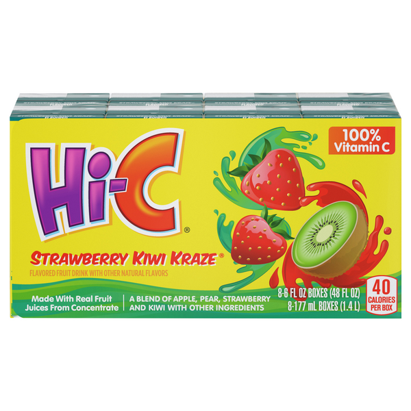 Hi-C Strawberry Kiwi Kraze Fruit Drink Boxes - 8 pk