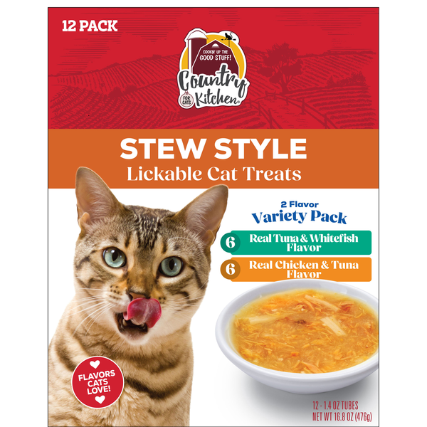Country Kitchen Stew Style Lickable Cat Treats Variety Pack - 12 ct