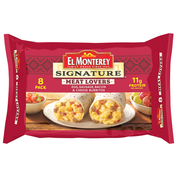 El Monterey Signature Meat Lovers Breakfast Burritos - 8 ct