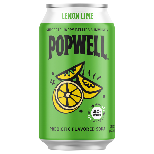 Popwell Lemon Lime Prebiotic Soda