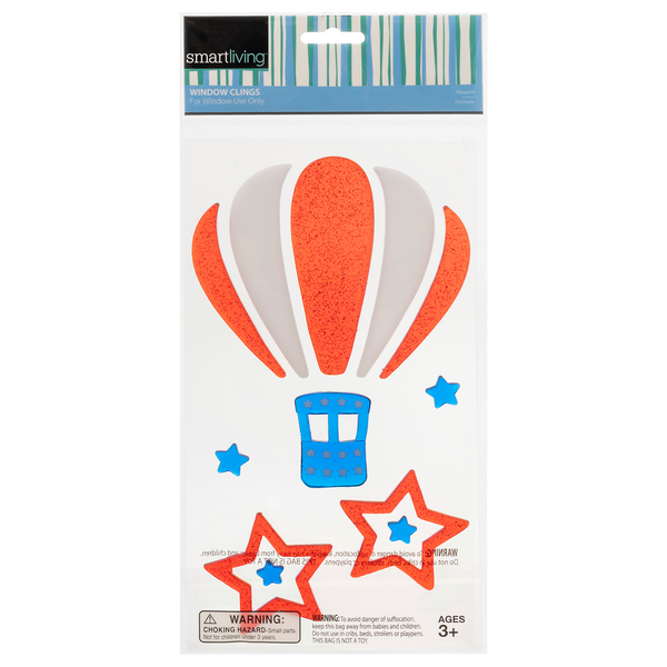 Smart Living Summer Window Clings Patriotic Hot Air Balloon Ages 3+
