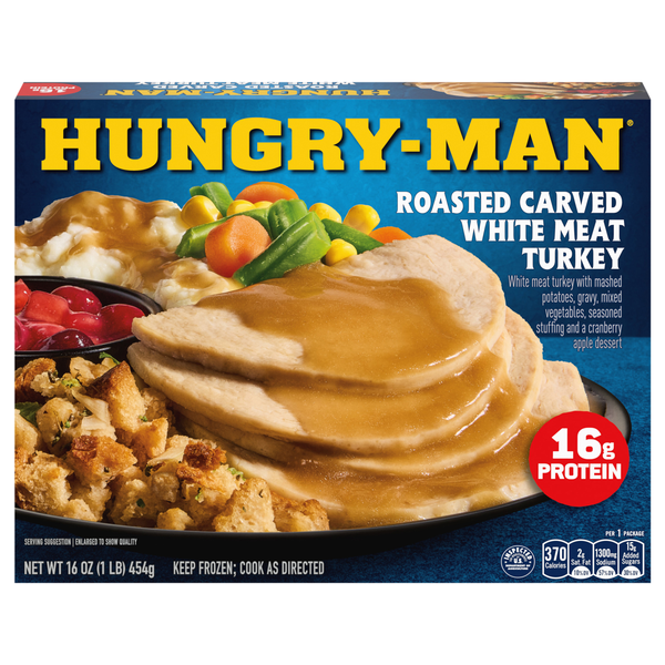 Hungry-Man Roasted Carved White Meat Turkey 16g Protein Frozen Meal