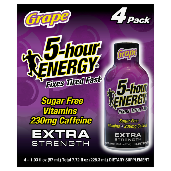 5-Hour Extra Strength Sugar Free Grape Energy Shot - 4 pk