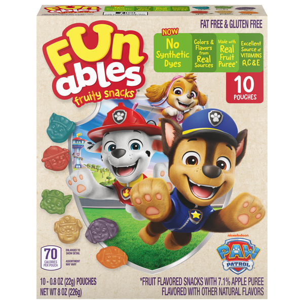 Funables Paw Patrol Fruit Flavored Snacks - 10 ct