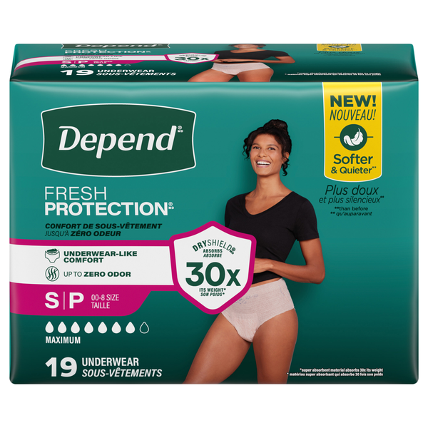 Depend Women's Fresh Protection Incontinence Underwear Maximum Blush S