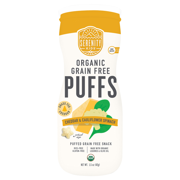 Serenity Kids Grain Free Cheddar & Cauliflower Spinach Puffs