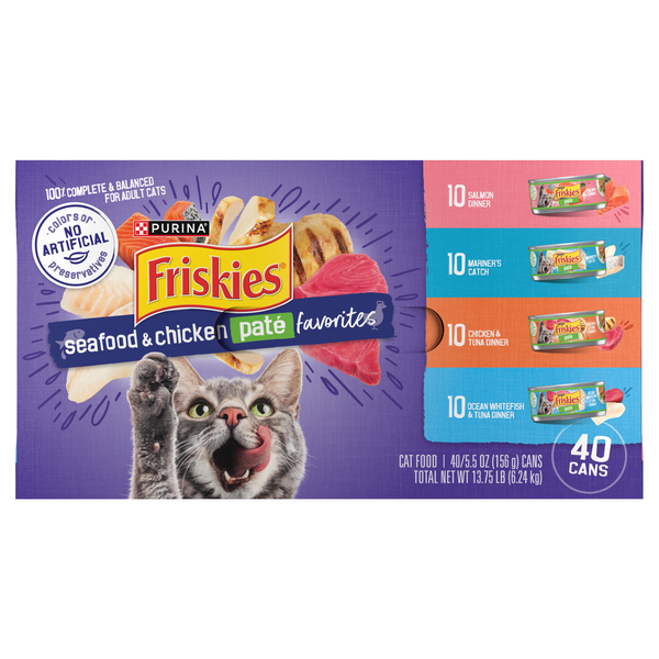 Friskies Seafood & Chicken Pate Favorites Variety Adult Wet Cat Food 40 ct