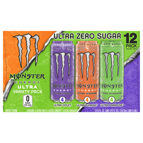 Monster Ultra Zero Sugar Violet Sunrise Paradise Energy Drink - 12 pk
