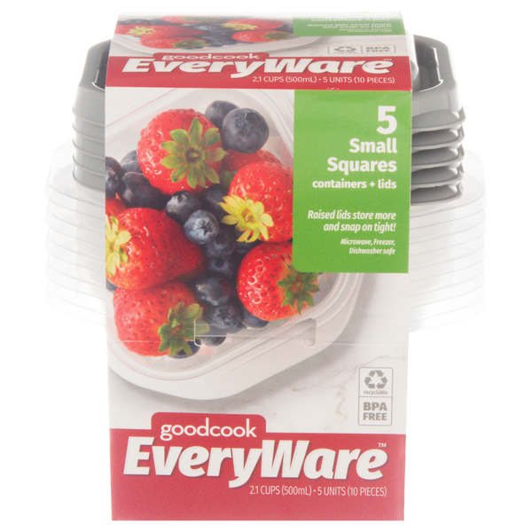 GoodCook Everyware Small Squares Containers + Lids 2.1 Cups