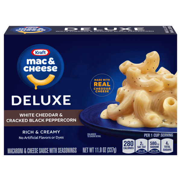Kraft Deluxe White Cheddar & Cracked Black Pepper Mac & Cheese Dinner