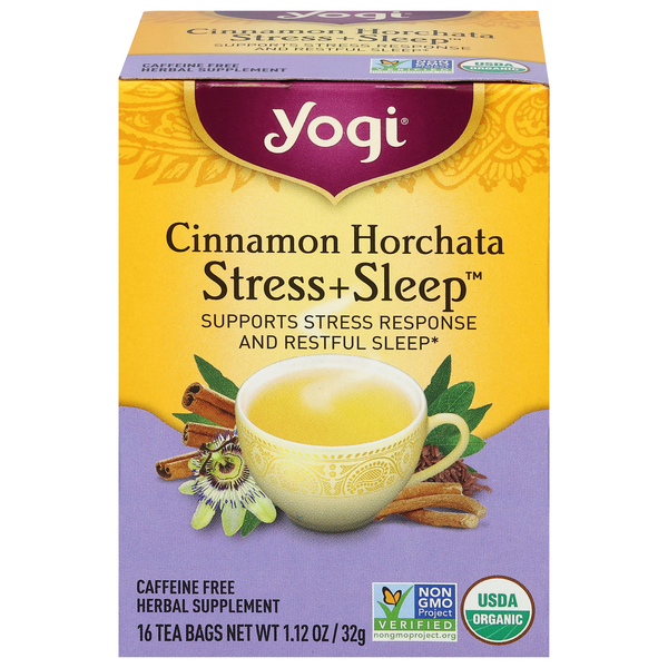 Yogi Organic Caffeine Free Stress + Sleep Cinnamon Horchata Herb Tea Bags