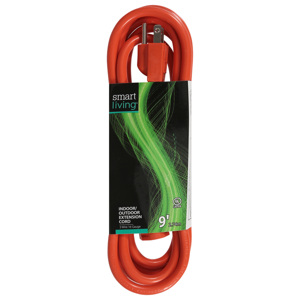 Smart Living Grounded Cord Indoor/Outdoor Orange 9 Feet