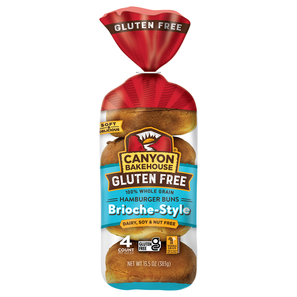 Canyon Bakehouse Gluten Free Brioche-Style Hamburger Buns - 4 ct