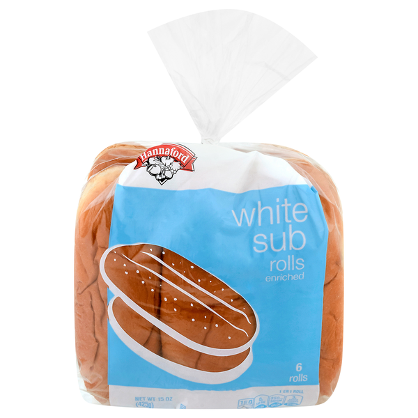 Hannaford Enriched White Sub Rolls - 6 ct