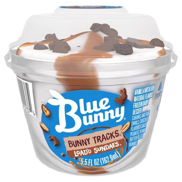Blue Bunny Load'd Sundaes Bunny Tracks Frozen Dairy Dessert