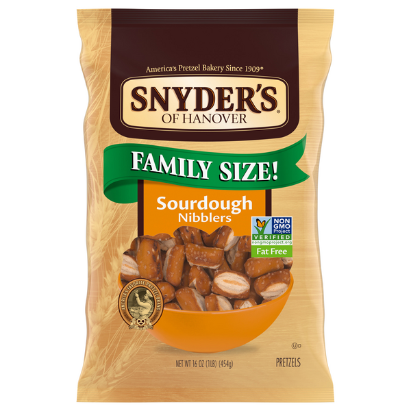 Save on Snyder's of Hanover Fat Free Sourdough Nibblers Pretzels Family