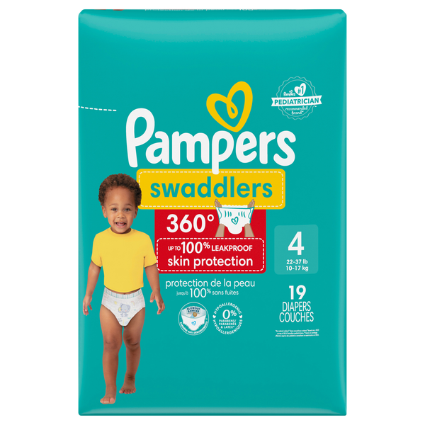 Pampers Swaddlers 360 Size 4 Baby Diapers 22-37 lb