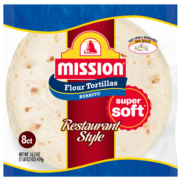 Mission Restaurant Style Super Soft Burrito Flour Tortillas 10 Inch - 8 ct