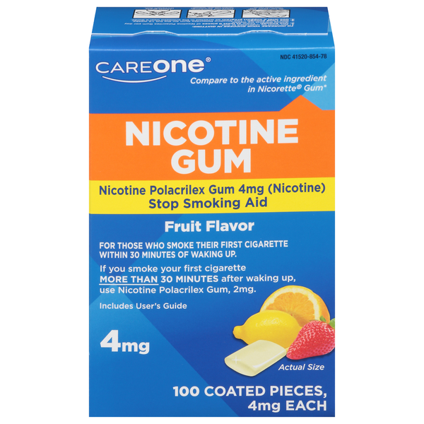 CareOne Nicotine Gum 4mg Fruit Flavor
