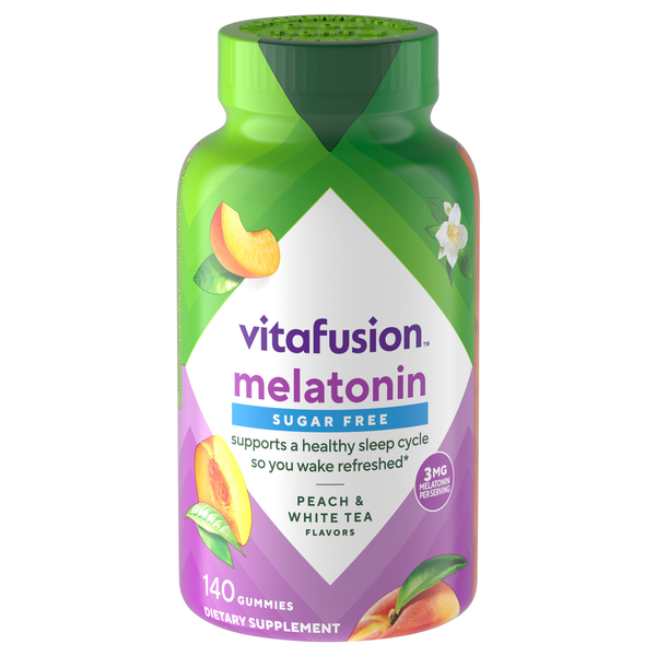 vitafusion Sugar Free White Tea & Peach Melatonin 3 mg Gummy Supplement