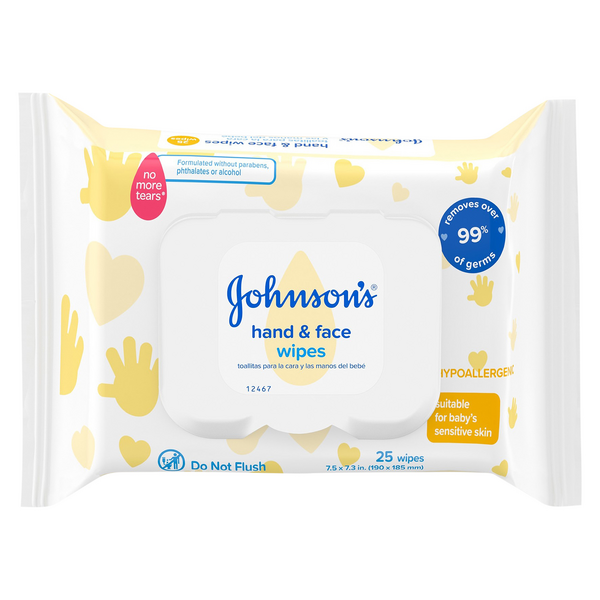 Johnson's Hypoallergenic Hand & Face Wipes Pop-Top