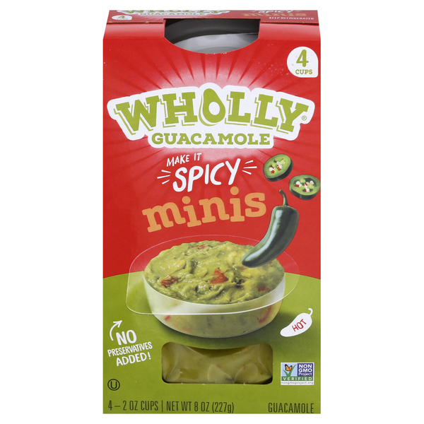 Wholly Guacamole Spicy Hot Minis Single Cups - 4 ct