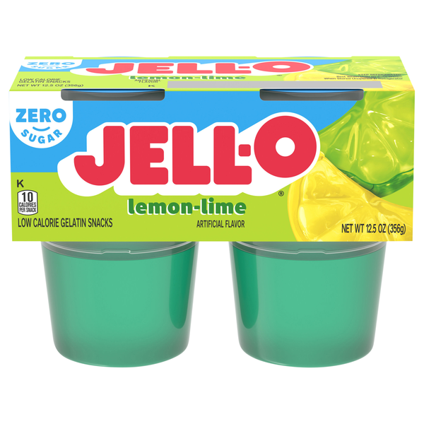 Jell-O Zero Sugar Lemon-Lime Gelatin Snack Cups - 4 ct