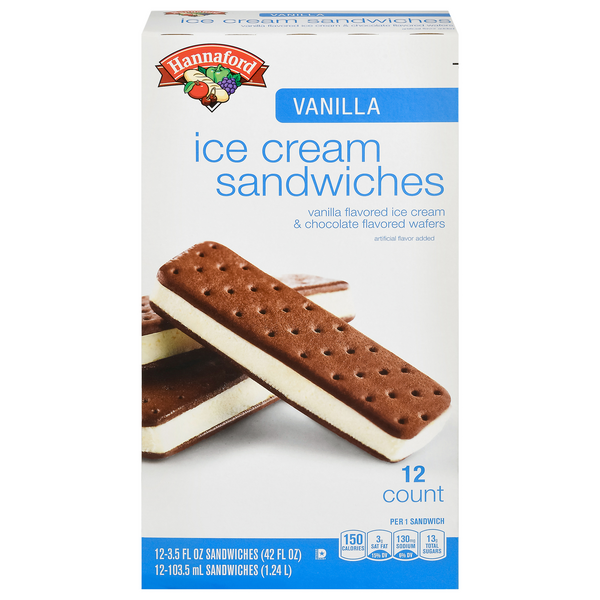 Hannaford Vanilla Ice Cream Sandwiches - 12 ct