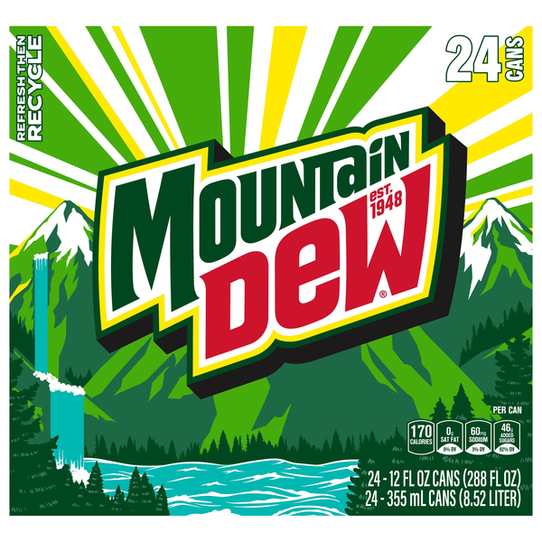 Mtn Dew Original Soda - 24 pk