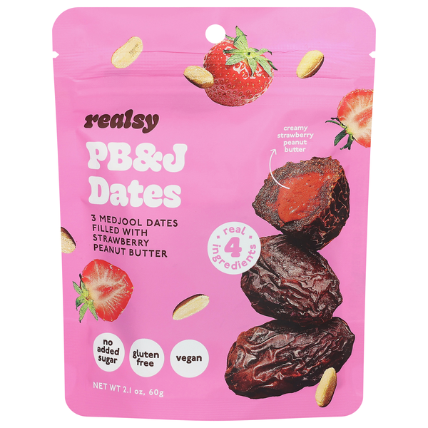 Realsy Gluten Free PB&J Dates - 3 ct