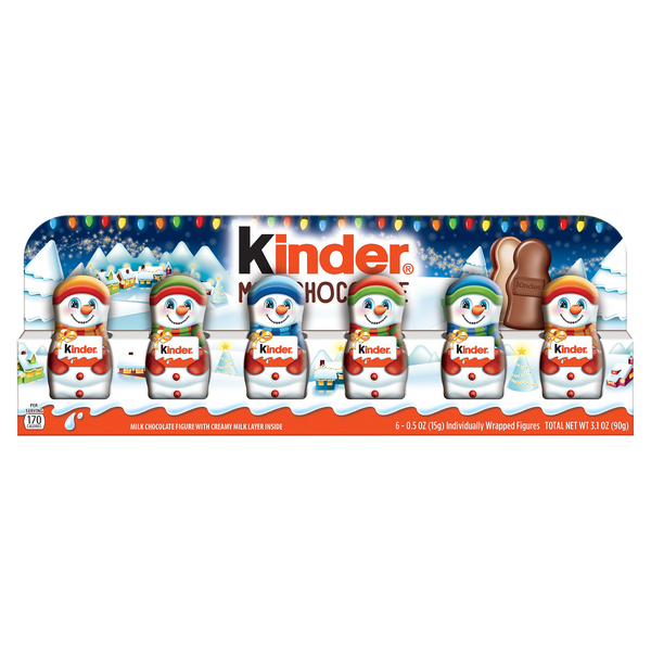Kinder Milk Chocolate Holiday Figures Christmas Candy - 6 ct