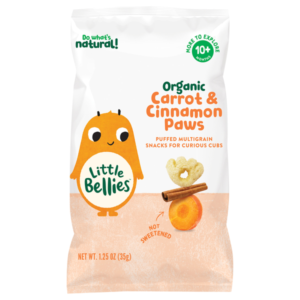Little Bellies Organic Carrot & Cinnamon Paws Puffed Snacks 10m+