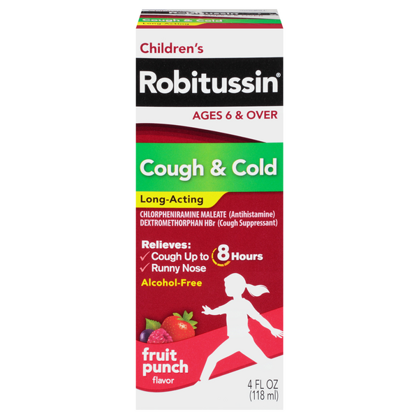 Robitussin Pediatric Cough & Cold Long-Acting Syrup Fruit Punch Liquid